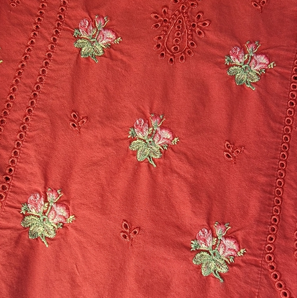 Girls' Red Rose-Embroidered Casual Tunic/Dress - Picture 7 of 11